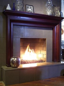 modern glass media fireplace